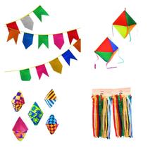 Kit decoração festa junina balões fitas rabiola bandeirinhas arraia caipira
