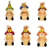 Kit Decoração Festa Junina Espantalho Cesto 6 Peças 26X11CM Kit Decoração Festa Junina Espantalho Cesto 6 Peças 26X11CM