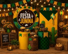 Kit Decoração Festa Junina Mini Party Capa Painel Romano Arraiá Cactos e Xadrez São João Completo Kit Decoração Festa Junina Mini Party Capa Painel Romano Arraiá Cactos e Xadrez São João Completo