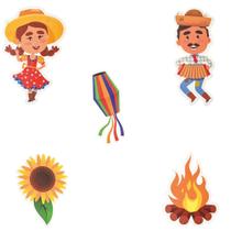 Kit Decoração Festa Junina Painel Personagens 5 Peças 40cm