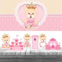 Kit Decoração Festa Ursinha Princesa Displays De Mesa Painel