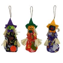 Kit decoração halloween bruxa gato preto abóbora enfeite para pendurar - 3 unidades Kit decoração halloween bruxa gato preto abóbora enfeite para pendurar - 3 unidades