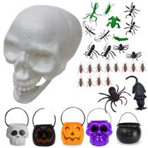 Kit Decoração Halloween Festa Dia Bruxa Insetos Cranio Potes - Pais e filhos