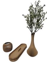 Kit Decoração Meditação Zen Vaso Porta Vela e Incensário