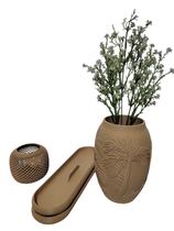 Kit Decoração Meditação Zen Vaso Porta Vela e Incensário