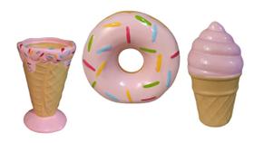 Kit Decoracao Mesa De Festa Donuts Sorvete Casquinha - Rosa Kit Decoracao Mesa De Festa Donuts Sorvete Casquinha - Rosa