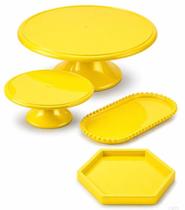 Kit Decoração Mesa Festa 4 Peças Boleiras Bandejas