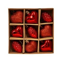 Kit Decoração Natalina Pendurável Pinha E Coração Perolado Esmaltado Enfeite De Natal Para Árvore