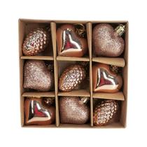 Kit Decoração Natalina Pendurável Pinha E Coração Perolado Esmaltado Enfeite De Natal Para Árvore