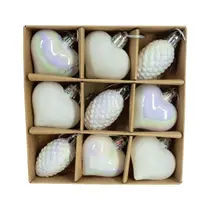 Kit Decoração Natalina Pinha e Coração - 9 Peças - Branco Kit Decoração Natalina Pinha e Coração - 9 Peças - Branco