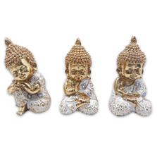 Kit Decoração Oriental Trio de Baby Budas da Sabedoria - Flash