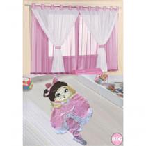 Kit Decoração P/ Quarto De Menina = Cortina Malha Juvenil + Tapete Pelucia Big Urso Jully - Rosa Kit Decoração P/ Quarto De Menina = Cortina Malha Juvenil + Tapete Pelucia Big Urso Jully - Rosa