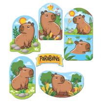 Kit Decoração Painel Capivara Filó C/ 6 Itens EVA - Piffer Kit Decoração Painel Capivara Filó C/ 6 Itens EVA - Piffer