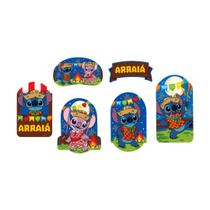 Kit Decoração Painel Festa Junina Stitch Disney C/ 6 Itens Kit Decoração Painel Festa Junina Stitch Disney C/ 6 Itens