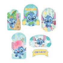 Kit Decoração Painel Stitch Baby Disney C/ 6 Itens - Piffer Kit Decoração Painel Stitch Baby Disney C/ 6 Itens - Piffer