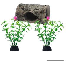 Kit Decoração Para Betta Mini Tronco + 2 Plantinhas 10cm