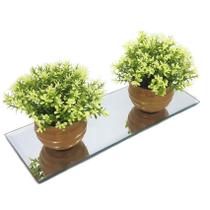 Kit decoração plantas artificiais decorativas com base em espelho vaso vasinho falsa flor conjunto plantartPrem2x