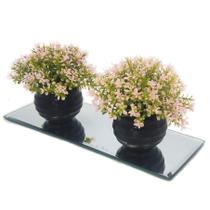 Kit decoração plantas artificiais decorativas com base em espelho vaso vasinho falsa flor conjunto plantartPrem2x - Luthi Comércio de Presentes