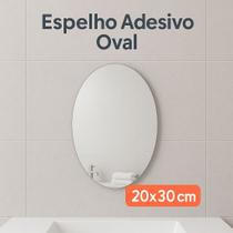 Kit Decoração Pronta Espelho Adesivo Oval + Luminária Lua LED Fácil Instalar