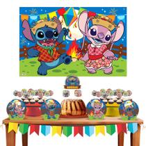 Kit Decoração Pronta Stitch Festa Junina Disney C/ 33 Itens