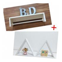Kit Decoração Quarto De Bebê 3 Peças Triângulo E Prateleira Mdf Kit Decoração Quarto De Bebê 3 Peças Triângulo E Prateleira Mdf