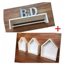 Kit Decoração Quarto De Bebê 4 Peças Casinha E Prateleira Mdf Kit Decoração Quarto De Bebê 4 Peças Casinha E Prateleira Mdf