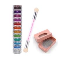 Kit decoração torre glitter 12 cores + esponja e coletor