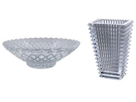 Kit decoração vaso e centro de mesa vidro cristal