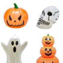 Kit Decorativo de Halloween 1 Crânio 1 Abóbora Tri 1 Fantasma e 1 Moranga Kit Decorativo de Halloween 1 Crânio 1 Abóbora Tri 1 Fantasma e 1 Moranga