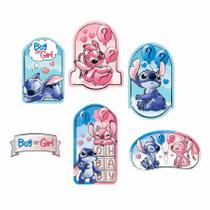 Kit Decorativo de Parede Stitch Chá Revelação - 6 Pçs