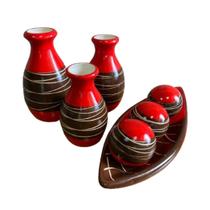 Kit Decorativo em Cerâmica Trio de Vasos Enfeite de Sala Centro de Mesa - Moringa - LGP