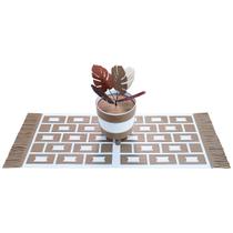 Kit Decorativo Em Couro Caminho De Mesa E Cachepô Galvani