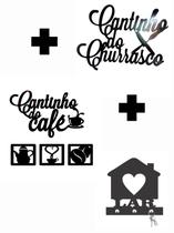 Kit Decorativo em MDF - Cantinho do Café + Cantinho do Churrasco + Porta-Chaves Lar”