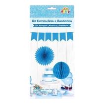 Kit Decorativo Estrela, Bola e Bandeirola Azul Kit Decorativo Estrela, Bola e Bandeirola Azul