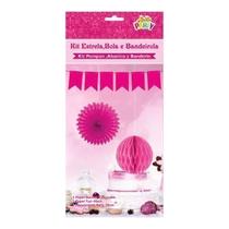 Kit Decorativo Estrela, Bola e Bandeirola Rosa Kit Decorativo Estrela, Bola e Bandeirola Rosa