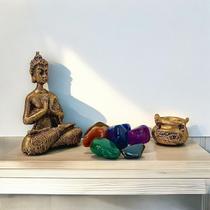 Kit Decorativo Mini Buda Pedra 7 Cháckras Incensário Enfeite0