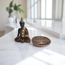 Kit Decorativo Mistico Porta Incenso Buda, Incensario, Ganesha Com Buda Marrom e Dourado Decoração S Kit Decorativo Mistico Porta Incenso Buda, Incensario, Ganesha Com Buda Marrom e Dourado Decoração S