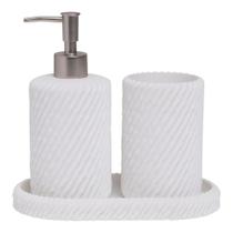 Kit Decorativo Multiuso Em Poliresina Para Banheiro Design Canelado Kit Decorativo Multiuso Em Poliresina Para Banheiro Design Canelado