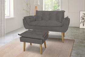 Kit Decorativo Opala Namoradeira + Puff Pés Palito Suede