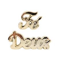 Kit Decorativo Palavras Fé Deus Porcelana Dourado Decoração Rack Sala Luxo ELegante Escritório