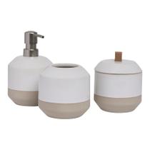 Kit Decorativo Para Banheiro Em Cerâmica Design Geométrico Boho Chic