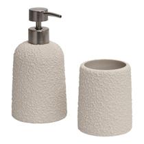 Kit Decorativo Para Banheiro Em Poliresina Design Neutro Minimalista Kit Decorativo Para Banheiro Em Poliresina Design Neutro Minimalista