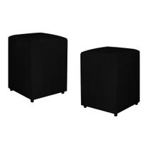 Kit Decorativo Puff Quadrado Para Sala Veludo Preto - Belliv Decor Kit Decorativo Puff Quadrado Para Sala Veludo Preto - Belliv Decor