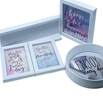 Kit decorativo quadro espelho prateleira nicho para decoracao de parede casa sala quarto branco