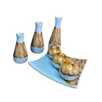 Kit Decorativo Sala Cerâmica Trio de Vasos Prato - Luluzinho - LGP