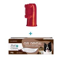 Kit Dedeira + Pasta de Dente Pet Clean Cães Cachorro Gato