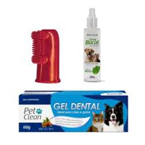 Kit Dedeira + Pasta Dente + Spray Bucal Pet Clean Cachorro