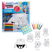 Kit Dedoche p/ Colorir Sonic Cards Canetinha Adesivos