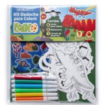 Kit Dedoche Para Colorir Dino 6 Cards, Canetas E Adesivos Kit Dedoche Para Colorir Dino 6 Cards, Canetas E Adesivos