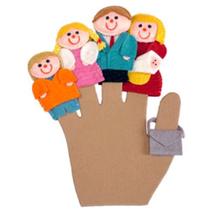 Kit Dedoches Família Branca 5 Peças em Feltro Brinquedo Educativo 2+ Anos